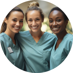 Three nurses smilling